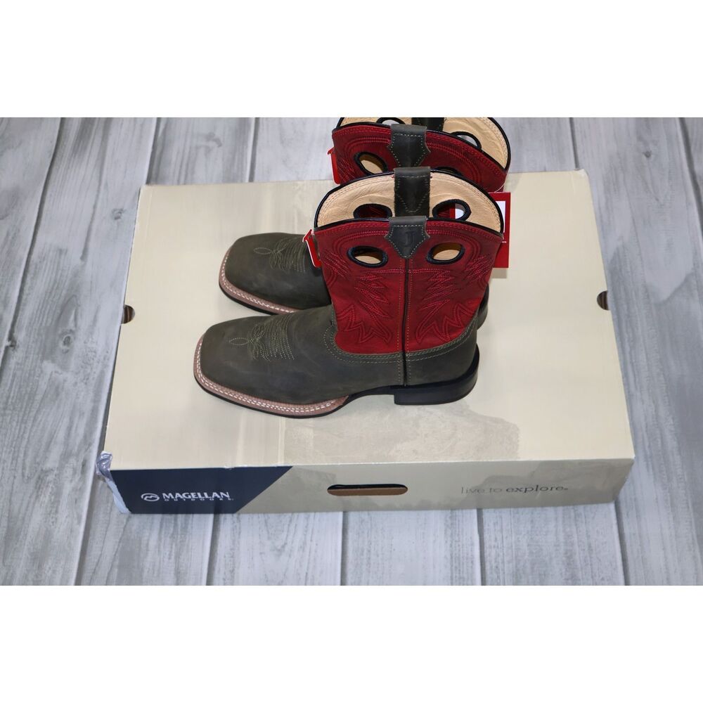 NEW Justin Show Stopper 11” Cowboy Boots Square Toe Red Leather FN7120 Mens 10D - Picture 11 of 13
